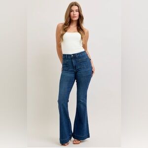 Judy Blue HW Flare Mitered Pkt & Pintuck